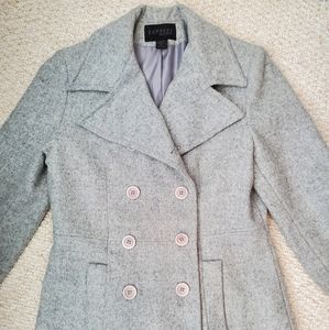 Gray peacoat. Express 3/4. Grey wool